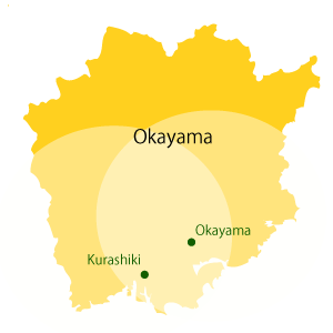 岡山県の倉敷市周辺出張地域地図